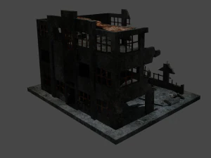 destroyed building low-poly 3D Model