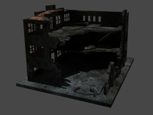 destroyed building low-poly 3D Model