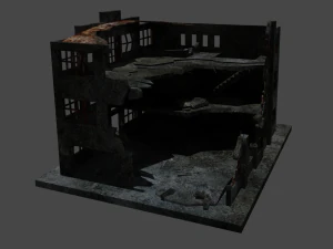 destroyed building low-poly 3D Model