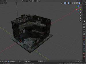 destroyed building low-poly 3D Model