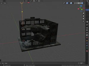 destroyed building low-poly 3D Model