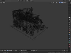 destroyed building low-poly 3D Model