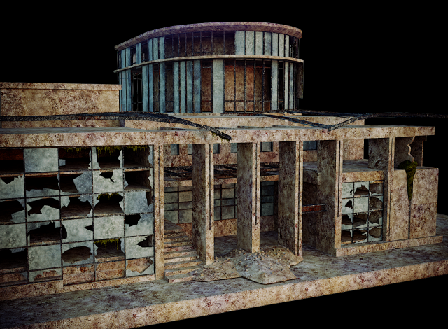 destroyed building 3D Model .c4d .max .obj .3ds .fbx .stl .blend 