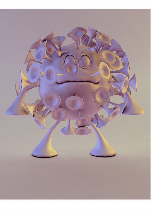 corona virus cartoon character 3D Modell .c4d .max .obj .3ds .fbx .stl .blend