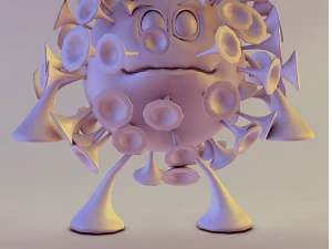 corona virus cartoon character 3D Model