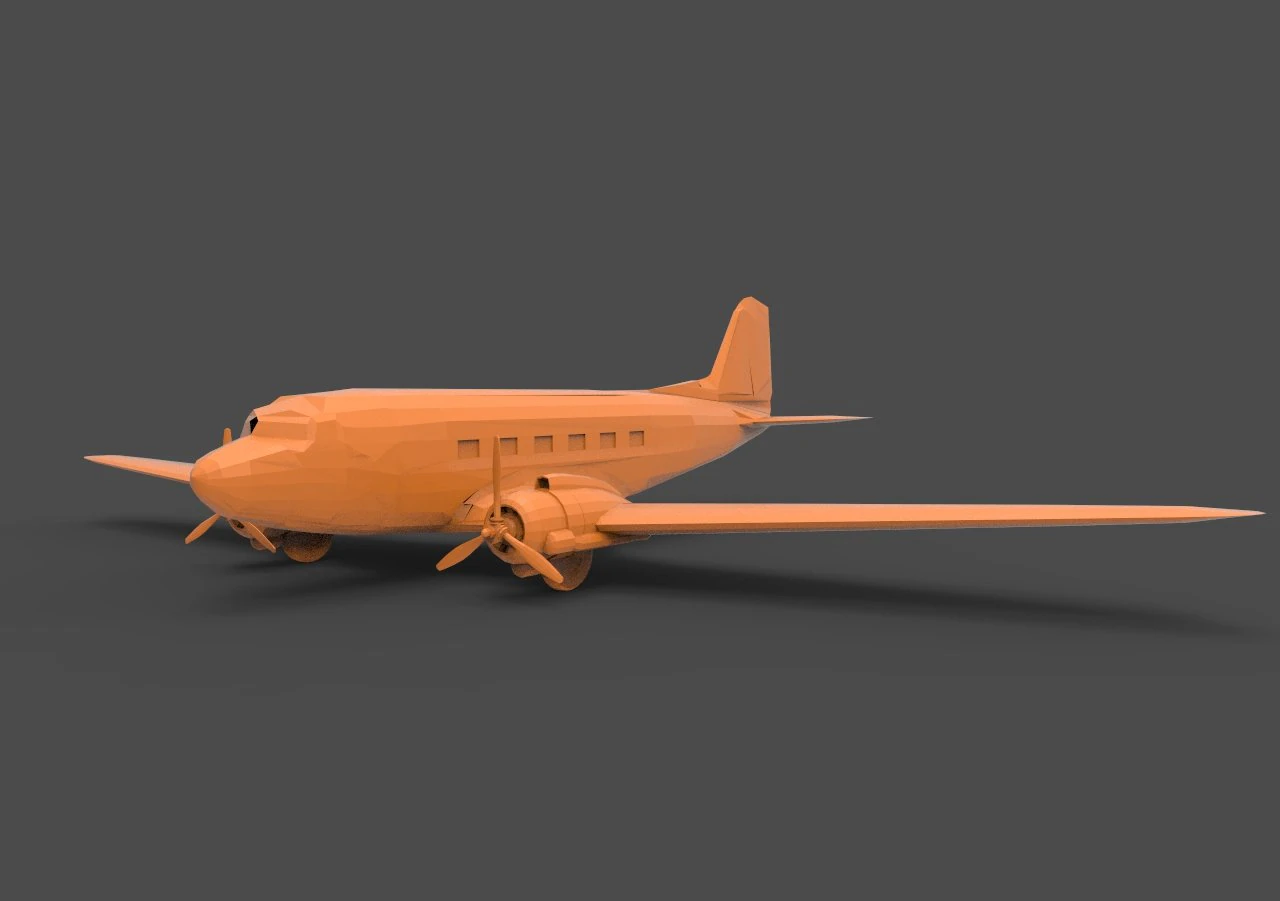 douglas dc-3 3D Print Model .c4d .max .obj .3ds .fbx .stl .blend 