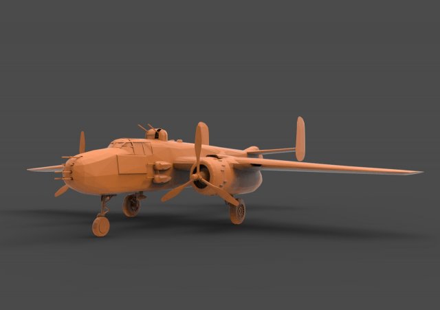 b-25j 3Dプリントモデル .c4d .max .obj .3ds .fbx .stl .blend 