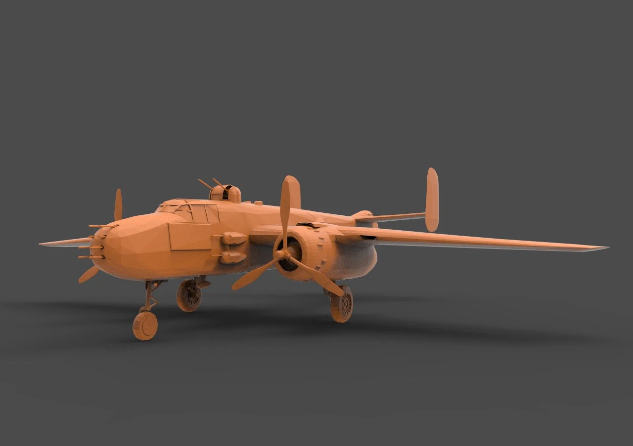 b-25j 3D Print Model .c4d .max .obj .3ds .fbx .stl .blend