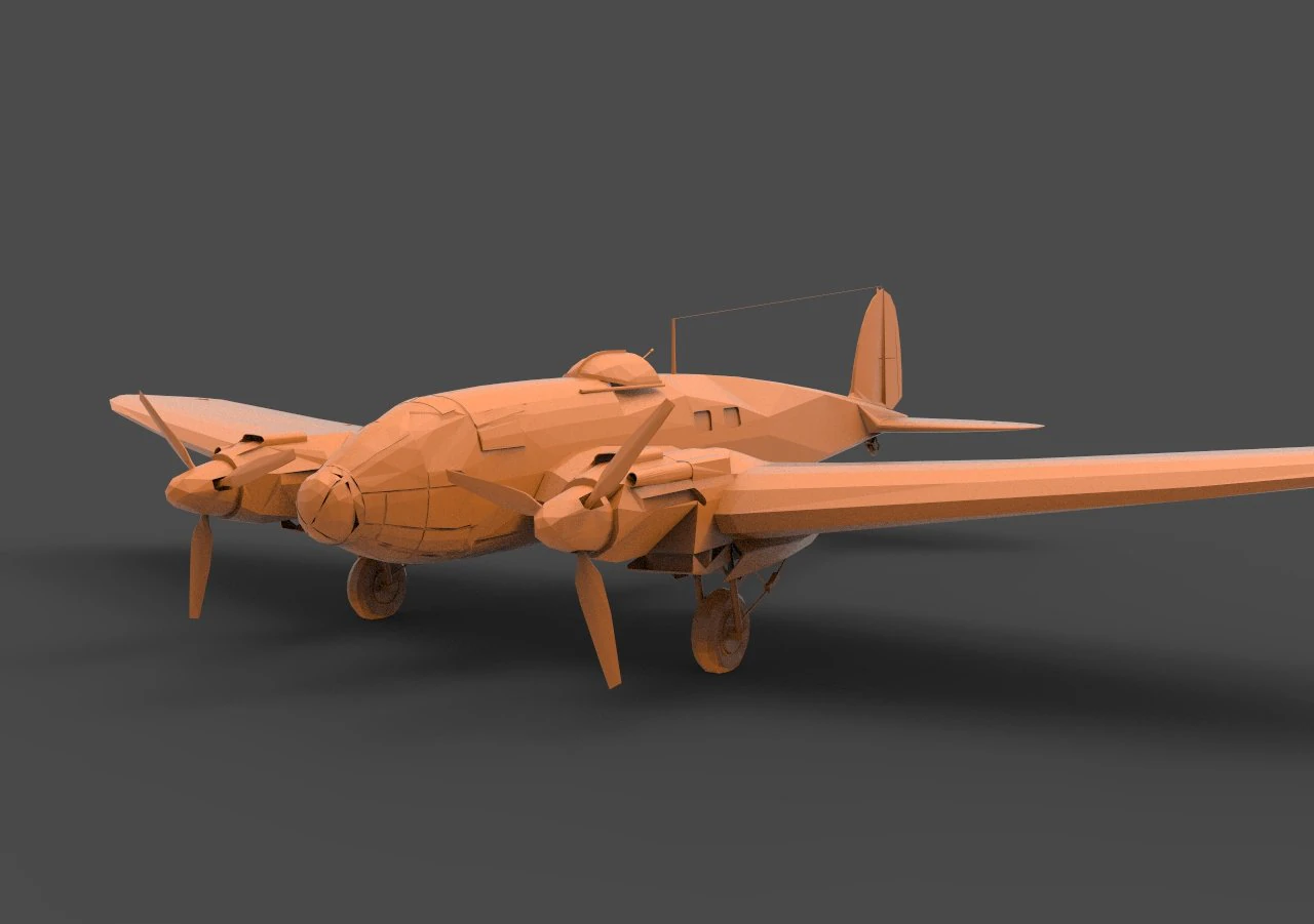 heinkel he 111 3D Print Model .c4d .max .obj .3ds .fbx .stl .blend