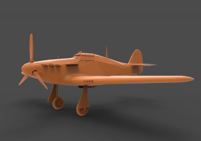 hawker hurricane 3D Print Model .c4d .max .obj .3ds .fbx .stl .blend 