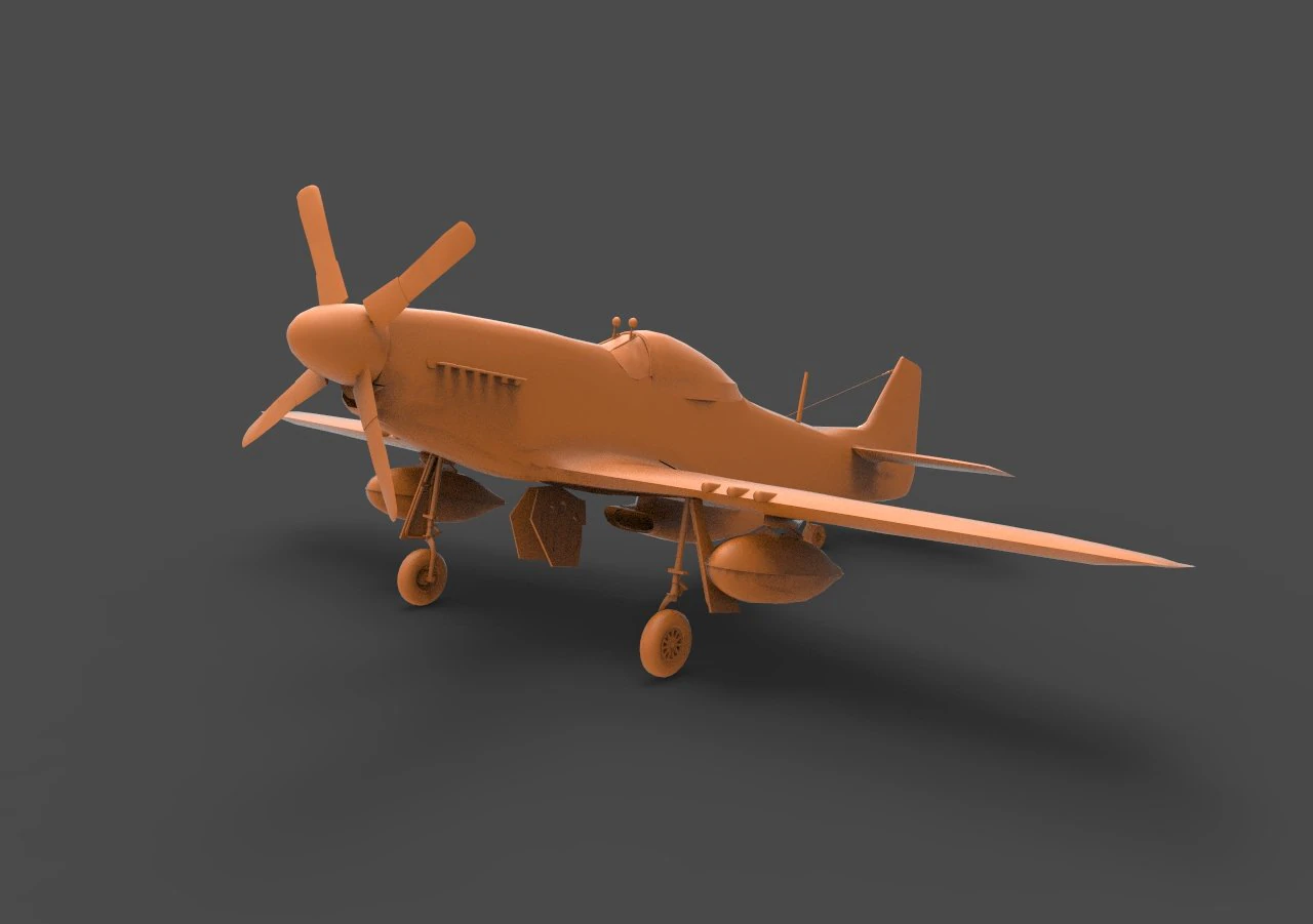 p-51 mustang 3D Print Model .c4d .max .obj .3ds .fbx .stl .blend