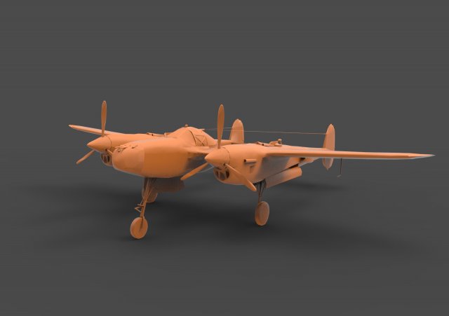 lockheed p-38 3D Принт Модель .c4d .max .obj .3ds .fbx .stl .blend