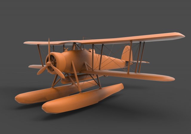 biplane 3D Druckmodell .c4d .max .obj .3ds .fbx .stl .blend
