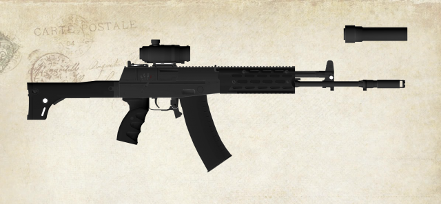 ak-12 with scope and silencer 3Dモデル .c4d .max .obj .3ds .fbx .stl .blend 