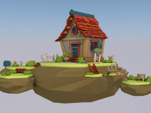 flying island house Modelo 3D