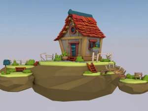 casa isla voladora Modelo 3D