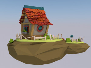 flying island house Modèle 3D