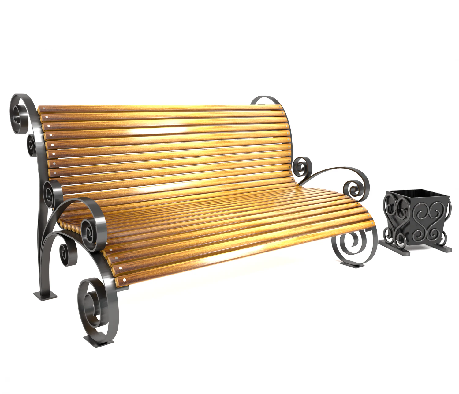 bench and urn 3D Model .c4d .max .obj .3ds .fbx .stl .blend
