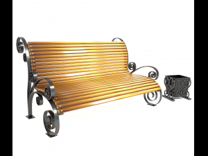 bench and urn 3D 모델