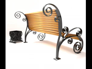 bench and urn 3D Model
