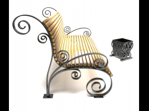 bench and urn 3D 모델