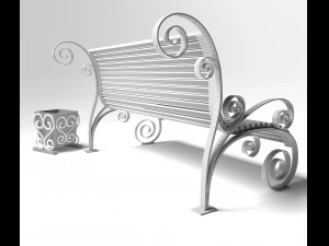 bench and urn 3D Model