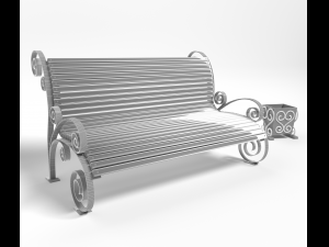 bench and urn 3D 모델