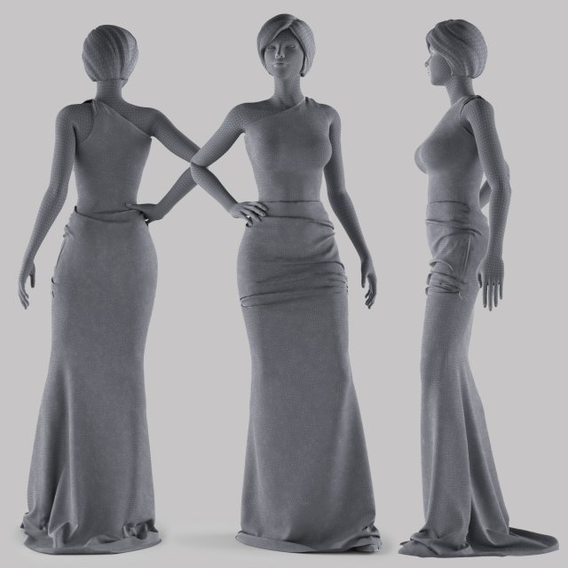 women dress 3D Model .c4d .max .obj .3ds .fbx .stl .blend 