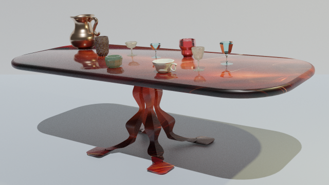 table with glasses and jug 3D मॉडल .c4d .max .obj .3ds .fbx .stl .blend 