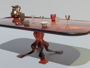 table with glasses and jug 3D Model