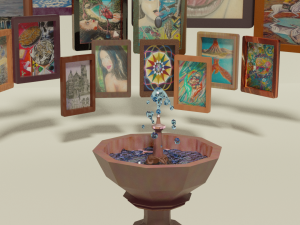 fountain and 14 paintings by the artist christian cabrales 3D 模型