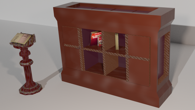 lectern bookcase and books 3D Модель .c4d .max .obj .3ds .fbx .stl .blend 