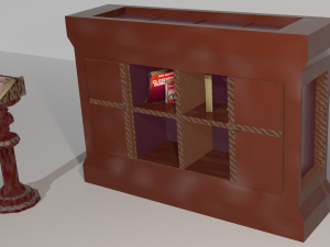 lectern bookcase and books 3D 模型