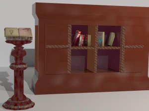 lectern bookcase and books 3D Model