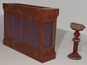 lectern bookcase and books 3D Model