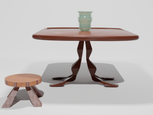 table stool and vase Model 3D