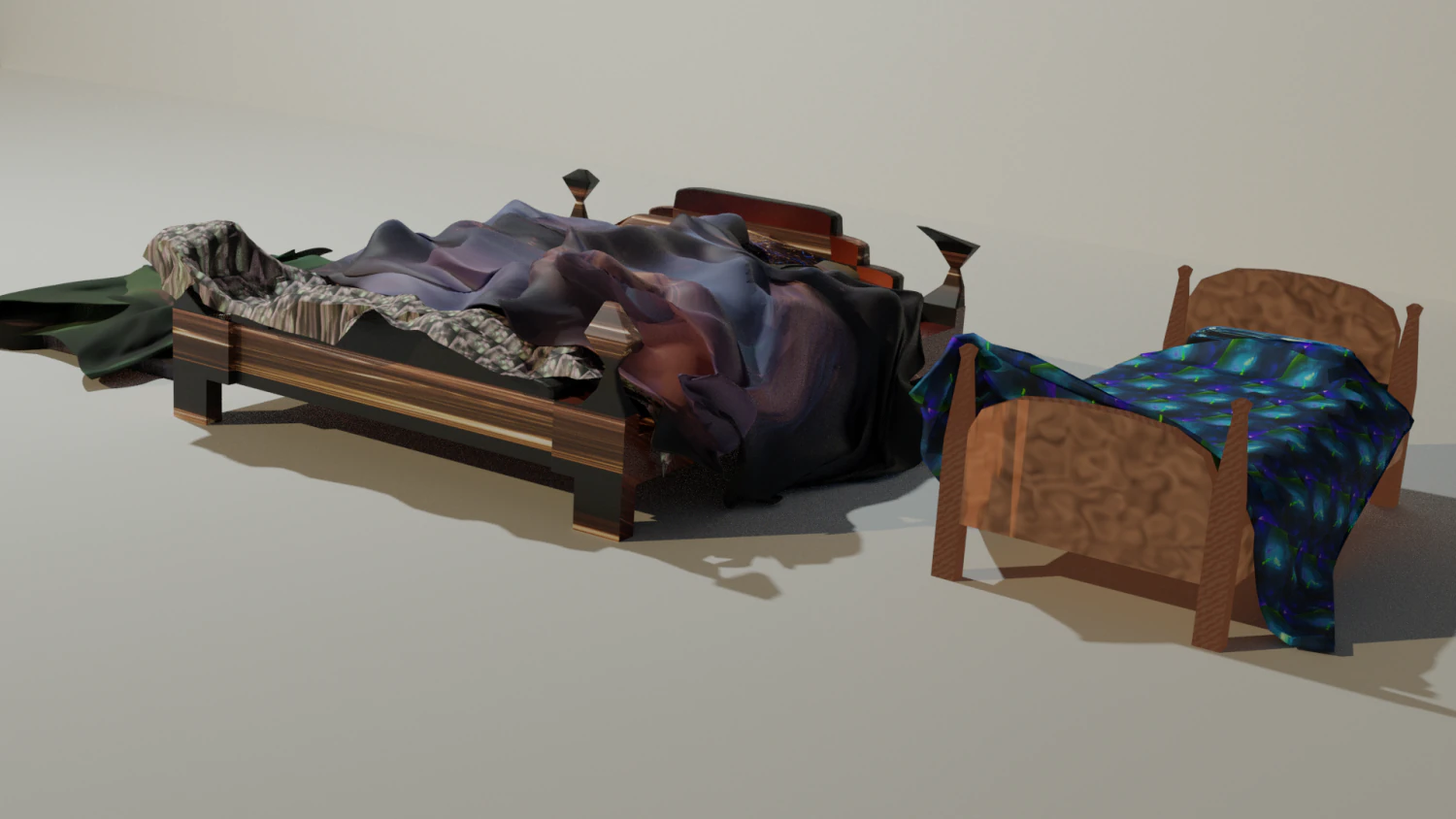 unattended beds 3D Model .c4d .max .obj .3ds .fbx .stl .blend