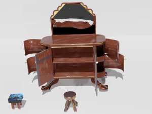dressing table and stools 3D 모델
