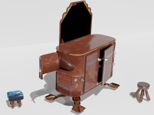 dressing table and stools Modello 3D