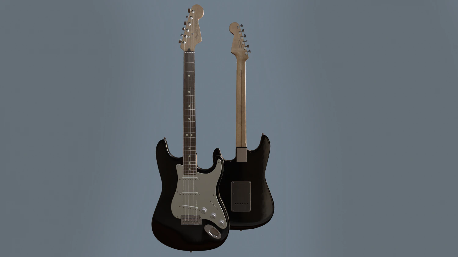 fender stratocaster black 3D Model .c4d .max .obj .3ds .fbx .stl .blend 