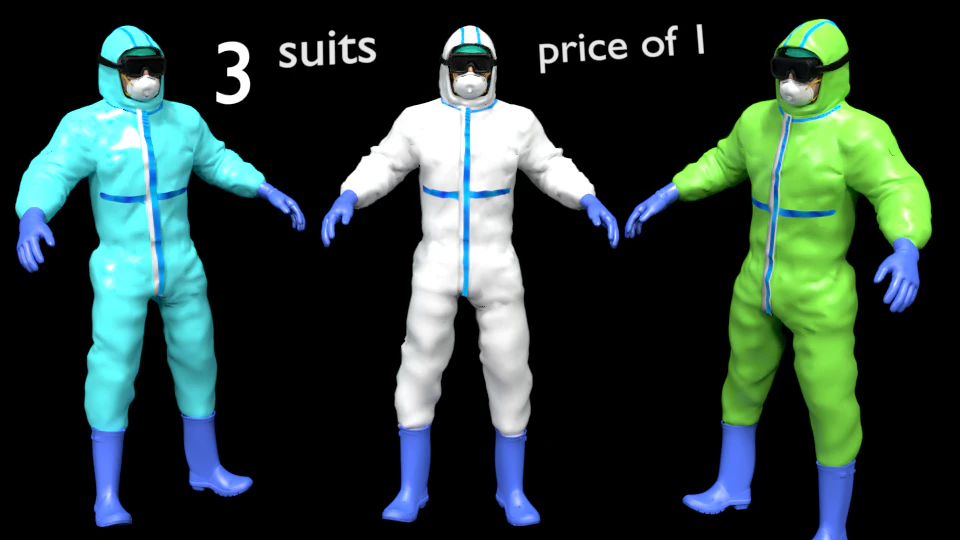 doctor suit ppe coverall suit bio suit hazmat worker bio hazmat 3D Model .c4d .max .obj .3ds .fbx .stl .blend 
