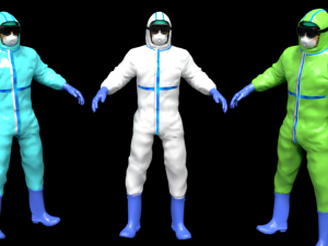 doctor suit ppe coverall suit bio suit hazmat worker bio hazmat 3D Model