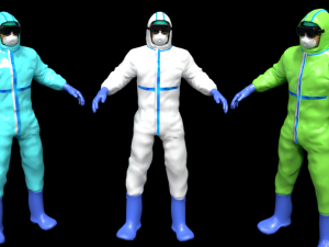doctor suit ppe coverall suit bio suit hazmat worker bio hazmat 3D Model