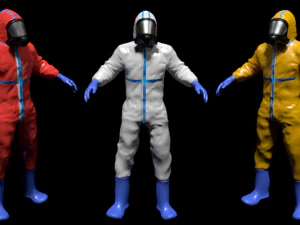 3d 위험 물질 작업자 위험 물질 슈트 바디 슈트 바이오 슈트 안전 슈트 보호 슈트 작업복 안전 착용 3D 모델