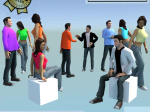 Low-Poly-Menschenmenge manipulierte Männer, Frauen, Mann, Frauen, Charaktermodellsammlung 3D Modell