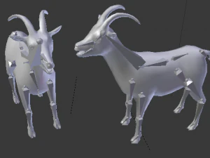 low poly rigged back goat sheep 3D Model