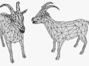 low poly rigged back goat sheep 3D Model