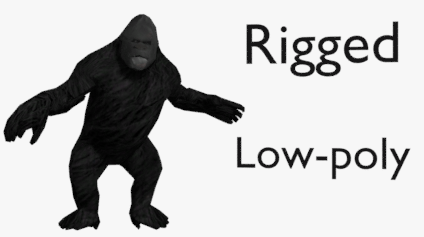low poly gorilla ape chimpanzee 3D Model .c4d .max .obj .3ds .fbx .stl .blend 