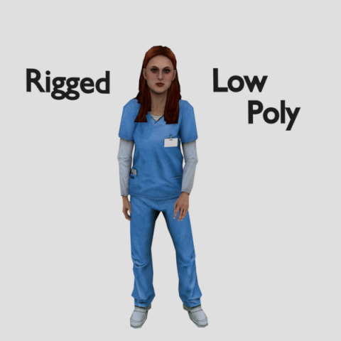 nurse doctor low poly lady 3D Model .c4d .max .obj .3ds .fbx .stl .blend 
