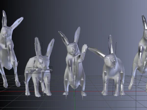 bunny rabbit low poly rigged game ready 3D Model